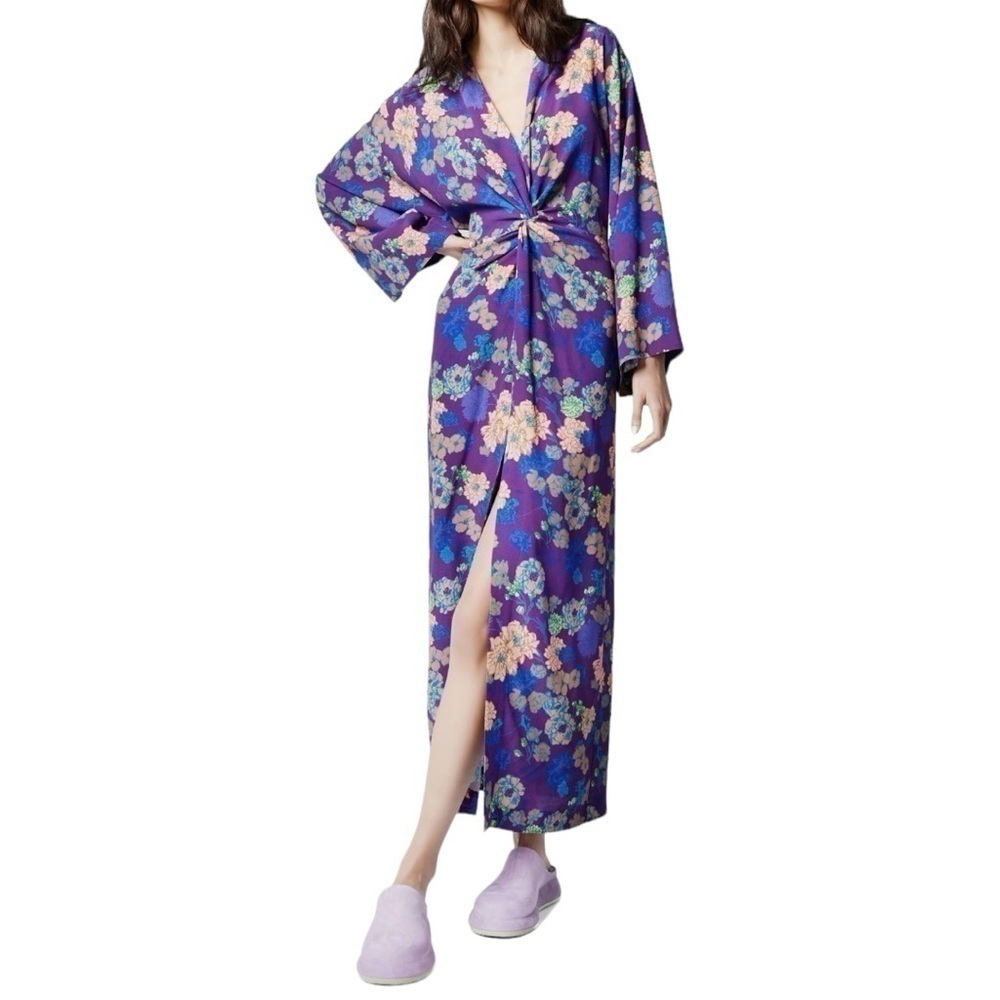 NWT Smythe Twist Violet Floral Midi Dress Purple Medium M